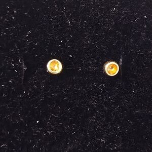 MEJURI Elegant 14k Yellow Gold Geniune White Sapphire Stud Earrings Discontinued